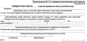 Свидетельство о регистрации места жительства
