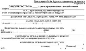 Свидетельство о регистрации места пребывания