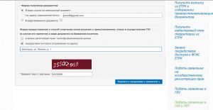 Заполнение формы получение документов