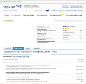 Сведения об УК на портале Реформа ЖКХ