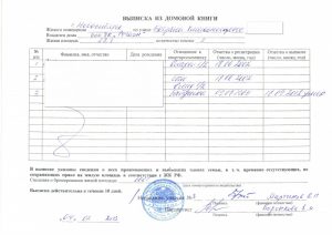 Образец выписки из домовой книги