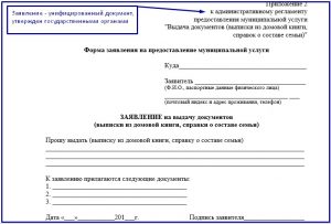 Заявление на получение выписки из домовой книги Заявление на получение выписки из домовой книги