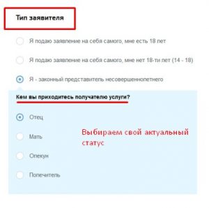 Тип заявителя