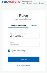Введение логина и пароля